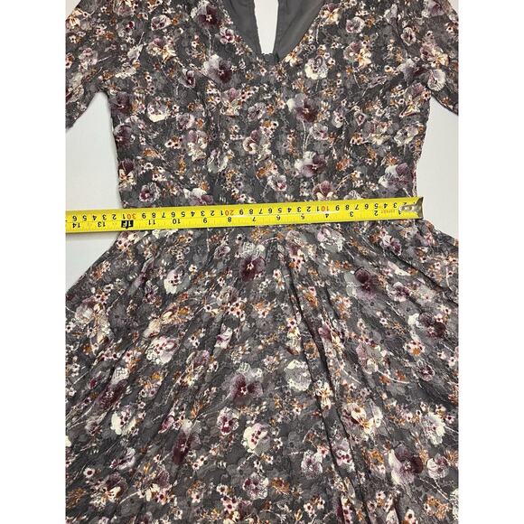 Rewind Junior Small Floral Dress Full Skirt Sheer Sleeves Lined - Picture 3 of 9